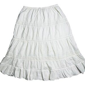 St. Johns Bay 1X White Cotton Peasant Skirt